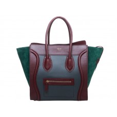 Celine Luggage Medium Tote aus Kalbsleder in Grau/Weinrot/Wildledergrün
