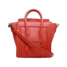 Celine Luggage Mini Tote aus Kalbsleder in Kirschrot