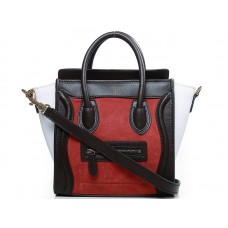 Celine Luggage Mini Tote aus Kalbsleder in Schokobraun/Wildleder-Orange-Rot