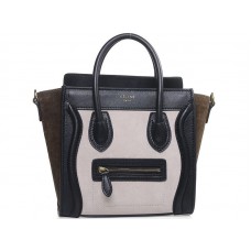 Celine Luggage Mini Tote aus hellbeige/olivgrünem Kalbsleder