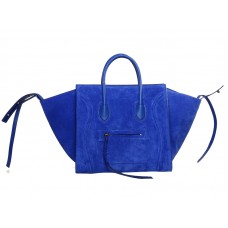 Celine Luggage Phantom Square Tote Bag aus Wildleder, Hellblau