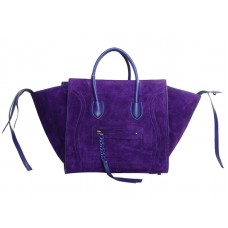 Celine Luggage Phantom Square Tote Bag aus Wildleder, Lila
