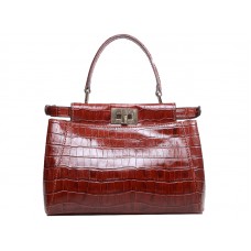 Fendi Iconic Mini Peekaboo Tasche aus burgunderrotem Krokodilleder