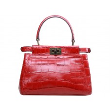 Fendi Iconic Mini Peekaboo Tasche aus rotem Krokodilleder