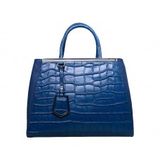 Fendi 2jours Tragetasche aus Kalbsleder, Krokodilblau