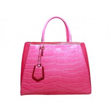 Fendi 2jours Tragetasche aus Kalbsleder, Krokodilmuster, Pink