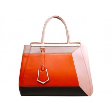 Fendi 2jours Tragetasche aus Kalbsleder in Patchwork-Optik, Orange