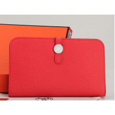 Hermès Dogon Togo Original Leder-Geldbörse, kombiniert, Wassermelonenrot