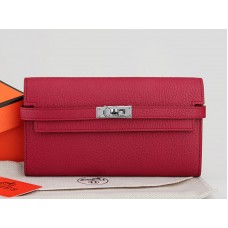 Hermes Dogon Togo Original Leder Kelly Long Geldbörse Burgunderrot