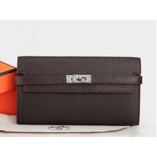 Hermes Dogon Togo Original Leder Kelly Long Geldbörse Schoko