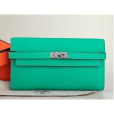 Hermès Dogon Togo Original Leder Kelly Long Geldbörse Grün