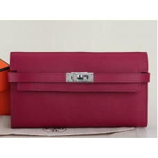 Hermès Kelly Long Portemonnaie aus originalem Epsom-Kalbsleder, burgunderrot
