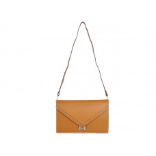Hermes Pilot Envelope Clutch, Kamel mit silberfarbenen Beschlägen