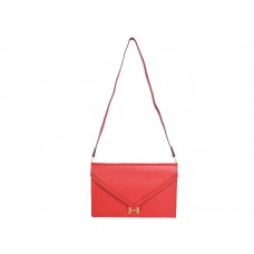 Hermes Pilot Envelope Clutch, rot mit goldfarbenen Beschlägen
