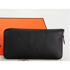 Hermès Reißverschlussgeldbörse Original Epsom-Kalbsleder Schwarz