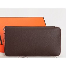 Hermès Reißverschlussgeldbörse Original Epsom Kalbsleder Schokobraun