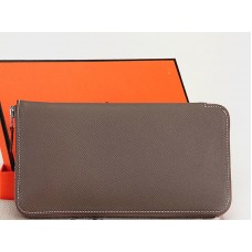 Hermès Reißverschlussgeldbörse aus originalem Epsom-Kalbsleder, Dunkelkhaki