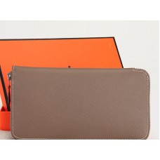 Hermès Reißverschlussgeldbörse Original Epsom Kalbsleder Grau