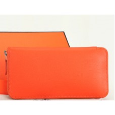 Hermès Geldbörse mit Reißverschluss, Original Epsom-Kalbsleder, Orange