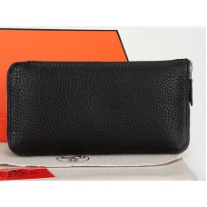 Hermès Reißverschluss-Geldbörse aus Originalleder, Schwarz