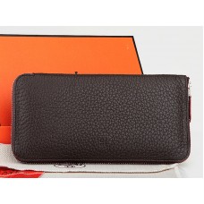 Hermès Reißverschlussgeldbörse aus Originalleder, Schokobraun