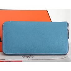Hermès Reißverschlussgeldbörse aus Originalleder, durchsichtiges Blau