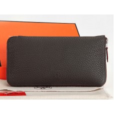 Hermès Reißverschlussgeldbörse aus Originalleder, Dunkelkhaki