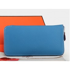 Hermès Reißverschlussgeldbörse aus Originalleder, mittelblau