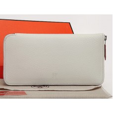 Hermès Reißverschluss-Geldbörse aus Originalleder, Wassermelonenweiß
