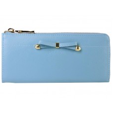 Prada Saffiano Geldbörse mit Reißverschluss und Schleifendetail, hellblau