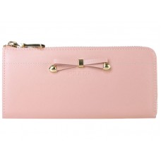 Prada Saffiano Geldbörse mit Reißverschluss und Schleifendetail, Rosa