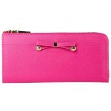 Prada Saffiano Geldbörse mit Reißverschluss und Schleifendetail, Pink