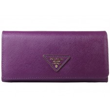 Prada Saffiano Ledergeldbörse mit Dreieckslogo, Lila