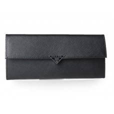 Prada Saffiano Kalbsleder-Geldbörse, Schwarz