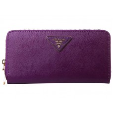 Prada Saffiano Zippy Geldbörse mit Dreieckslogo, Lila
