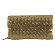 Bottega Veneta Intrecciato Continental-Geldbörse aus Nappaleder mit goldenem Knopf