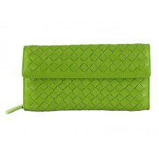 Bottega Veneta Intrecciato Nappa Continental Portemonnaie mit Knopf Grün