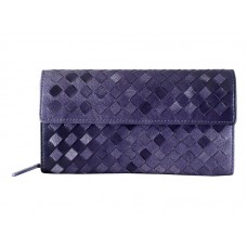 Bottega Veneta Intrecciato Nappa Continental Portemonnaie mit Knopf Lila