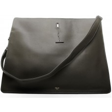 Celine Schultertasche aus Kalbsleder, Dunkelgrün