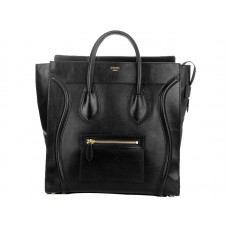 Celine Luggage Large Tote aus schwarzem Kalbsleder