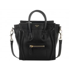 Celine Luggage Mini Tote aus schwarzem Kalbsleder