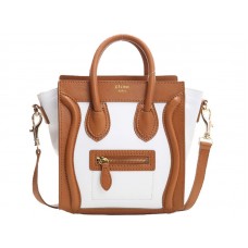 Celine Luggage Mini Tote aus Kalbsleder in Kamel/Weiß