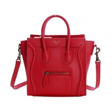 Celine Luggage Mini Tote aus rotem Kalbsleder