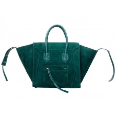 Celine Luggage Phantom Square Tote Bag aus Wildleder in Gras