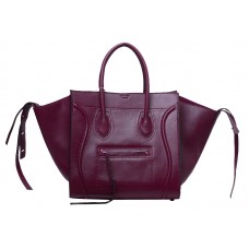 Celine Luggage Phantom Square Tote Bag, Weinrot mit schwarzem Besatz