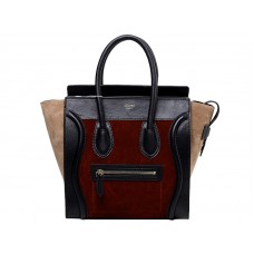 Celine Luggage Small Tote aus Kalbsleder in Schwarz/Wildleder Weinrot