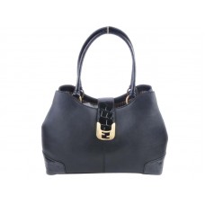 Fendi Chameleon Leder-Tragetasche Schwarz