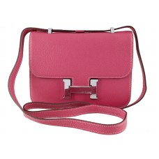 Hermès Constance 23 Schultertasche aus Togo-Leder, Rosa