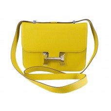 Hermès Constance 23 Schultertasche aus gelbem Togo-Leder