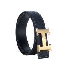 Hermes Togo Ledergürtel mit goldener H-Schnalle, schwarz